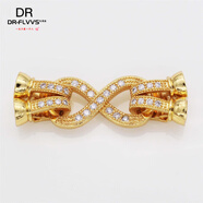 胖東來(lái)同款純銀扣頭925鍍銀鑲鉆珍珠水晶手串扣子項鏈孔雙排孔八 八字扣大號黃l金色