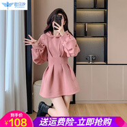 歐貝汐2025新款長(zhǎng)袖連帽收腰衛(wèi)衣裙連衣裙A字裙修身短裙春秋冬 圖片色 S