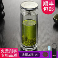 思寶玻璃杯山水知音男士雙層水杯保溫水晶杯商務(wù)口杯車(chē)載茶杯泡茶杯子 1號-280ml【精致小巧】