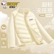 史努比女童校服神器2024新款女孩羽絨服內膽初中生冬季內搭兒童羽絨服 【輕薄內膽】H方形魔術(shù)貼努比K杏 140