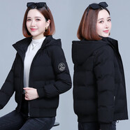啄木鳥棉服女2023新款短款棉衣女冬季寬松中加厚冬裝小棉襖外套女 黑色 3XL [140-160斤]