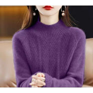 鄂爾多斯市浙江嘉興桐鄉發(fā)貨毛衣100%純羊絨女爆款寬松純色半高領(lǐng) 紫色 M 建議90-110斤