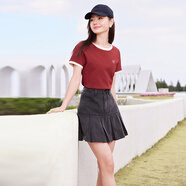 香影（xiangying）【索羅娜涼感】t恤女短袖2025春夏新款撞色圓領(lǐng)正肩上衣 紅色 S