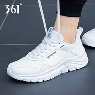 361°男鞋冬季運動(dòng)鞋男士冬季新款皮面防水跑步鞋輕軟底旅游休閑鞋子男 361度白/煙灰-1 44