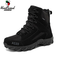 西域駱駝（VANCAMEL）大碼馬丁靴男戶外軍戰(zhàn)靴46冬季加絨雪地靴登山棉鞋47機(jī)車工裝靴 MX06黑色【不加絨】 41