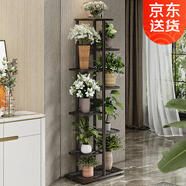 索爾諾 花架多層折疊落地室內(nèi)家用陽臺裝飾花架鐵藝客廳庭院簡約多肉架 銅金花h919（9盆升級版）