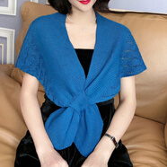 靚女街毛衣披肩搭肩魚尾紋小披肩外搭名媛風(fēng)春夏護(hù)頸椎洋氣針織空調(diào)房搭肩圍脖假領(lǐng)子 湖藍(lán)色