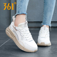 361°女鞋運動(dòng)鞋女2026年春季361度網(wǎng)面透氣女士休閑跑步鞋老爹鞋子女 羽毛白/小麥褐 35