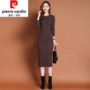 皮爾卡丹女裝秋季時(shí)尚連衣裙秋裝2022年新款春秋針織毛衣裙修身顯瘦包臀裙 皮爾卡丹咖色 皮爾卡丹M