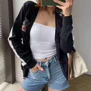 奢曄（SHEYE）大碼吊帶背心女200斤胖mm加肥加大碼200斤內(nèi)搭外穿性感美背內(nèi)衣女 經(jīng)典白（微透，介意慎拍） XL （160-200斤） 長款（38*38cm）