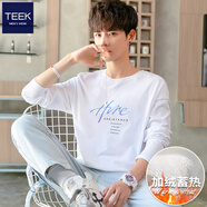 TEEK秋冬季長(cháng)袖t恤男裝上衣服 春秋款青年男士秋衣打底衫圓領(lǐng)休閑體恤 【加絨】JH337白色 L