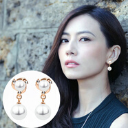 沐嫣貝珠耳環(huán)女2024新款韓國(guó)潮氣質(zhì)網(wǎng)紅禮物女神耳墜耳夾貝珠耳飾 金色耳環(huán)