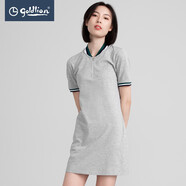 金利來(lái)（Goldlion）女裝純棉中長(cháng)款包臀短袖t恤女士款休閑體恤衫 淺灰-38 M