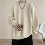 OEMG毛衣男士秋冬款寬松慵懶風高級感日系復(fù)古加厚潮牌內(nèi)搭打底針織衫 杏色 XL 【建議135-150斤】