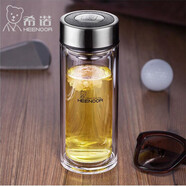 希諾（HEENOOR） 雙層玻璃杯 便攜帶蓋杯子男士商務(wù)車載水杯辦公室泡茶杯過濾水杯 410毫升/9607