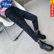 迪士尼（DISNEY）女童加絨褲子秋冬款2023新款兒童牛仔打底褲外穿女大童一體絨冬季 黑色單褲 120cm(建議身高115cm左右)