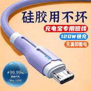 艾勝者 安卓數據線(xiàn)短線(xiàn)快充充電寶電源充電線(xiàn)適用華為榮耀小米紅米三星oppo藍牙手機耳機數據線(xiàn)超短款 5條裝丨神秘紫【25厘米帶燈】