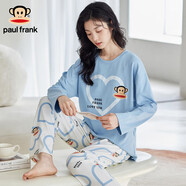 大嘴猴大嘴猴女士純棉睡衣女春秋套頭長(cháng)袖圓領(lǐng)可外穿全棉休閑家居服套裝