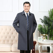 恒源祥品牌風(fēng)衣外套中年男士過(guò)膝秋季風(fēng)衣中老年男中長(zhǎng)款大碼寬松大衣 深灰色999長(zhǎng)款中厚 4XL號(hào)[建議體重185-200斤]