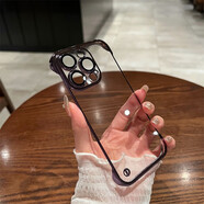 伊碩【無(wú)邊框隱形】超薄電鍍?nèi)R頭膜適用iphone手機(jī)殼透明電鍍手機(jī)殼蘋果手機(jī)保護(hù)套簡(jiǎn)約輕奢款 暗紫色 【超薄無(wú)邊框，玻璃鏡頭膜】 iPhone12