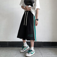 舉風(fēng)華夫格七分褲男士夏季薄款潮流運動(dòng)褲子男寬松高街過(guò)膝休閑短褲男 【新品升級90%人購買(mǎi)】3652黑色 XL 130至145斤可穿