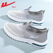 回力男鞋夏季軟底網(wǎng)面鞋男透氣輕便一腳蹬休閑網(wǎng)鞋男女款運動(dòng)鞋子男 灰色【氣墊款】 41