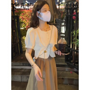 妍莉芬（yanlifen）連衣裙套裝女裝小香風(fēng)洋氣短袖半身裙2025夏季新款小個子法式裙子 半身裙 L