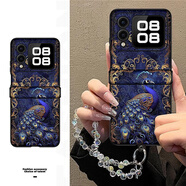 適用華為novaflip手機殼novaflip折疊屏nov防摔手機保護殼套 洛可可孔雀+帶透明水晶白鏈條(浮雕手 華為 nova Flip