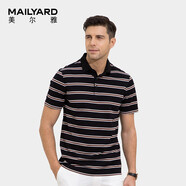 MAILYARD/美爾雅 商務(wù)休閑男士夏季短袖翻領(lǐng)t恤衫 635 黑條紋 XL /52