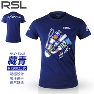 新款RSL亞獅龍羽毛球服男女短袖速干上衣團隊比賽服RT10021 RT20021女款 藏青 XXL