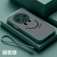 馳丹卡oppoA3pro手機殼新款全包鏡頭A3Pro防摔磨砂硅膠男女膚感oppoA3Pro創(chuàng  )意個(gè)性散熱超薄保護套 親膚手感-暗夜綠【M02微笑】+全屏膜+手繩 OPPO A3 Pro