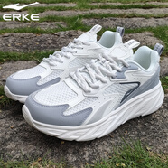 鴻星爾克（ERKE）運動鞋男鞋夏季新款網(wǎng)面透氣鞋子輕便休閑軟底跑步鞋學生考試跑鞋 微晶白/瓦礫灰 44
