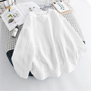 新款衛衣女裝寬松韓版顯瘦麻花立體長(cháng)袖上衣歐美ins潮 白色 【高品質(zhì)】 M 80-100斤