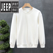 JEEP SPIRIT秋冬季純白色內(nèi)搭加絨衛(wèi)衣男冬款圓領(lǐng)長(zhǎng)袖打底衫2023新款上衣t恤 白色 M