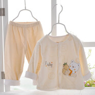 標(biāo)點(diǎn)熊洋氣新生兒保暖衣服初生嬰兒兩件套裝純棉男女寶寶天鵝絨外套春秋 1021款淺駝 73碼 建議身高66-73cm