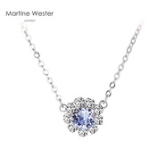 瑪汀薇思（Martine Wester）英國(guó)水晶項(xiàng)鏈女時(shí)尚簡(jiǎn)約網(wǎng)紅吊墜淺玫紅夢(mèng)露花朵施華洛生日禮物 薰衣草紫色
