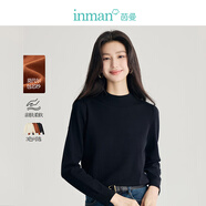 茵曼（INMAN）純色百搭打底針織衫女2025春季新款基礎(chǔ)顯瘦舒適半高領(lǐng)毛衣 午夜黑 M