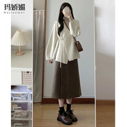 瑪嬌媚（Majiaomei）連衣裙女裝套裝2024年新款秋冬裝搭配一整套毛呢外套打底衫裙子女 毛呢外套+打底衫+半身裙 M