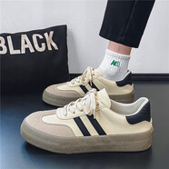 俠路德訓鞋男鞋2024秋季新款厚底板鞋增高休閑鞋百搭黑色時(shí)尚潮鞋子男 白黑 39