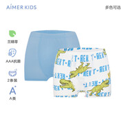 愛(ài)慕兒童（AIMER KIDS）內褲男童莫代爾中腰立襠3A抗菌平角內褲2條裝AK223D453字母110