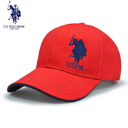 U.S. POLO ASSN.保羅帽子男女通用品牌polo棒球帽春夏戶(hù)外韓版運動(dòng)休閑防曬遮陽(yáng)帽 紅色（純棉硬頂款） 可調節(54-60cm)