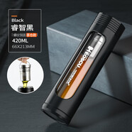 恩爾美（nRMEi）防摔玻璃杯大容量水杯男士智能雙層便攜耐高溫茶水分離泡茶杯子 【茶水分離+杯蓋鋼芯】黑 420ml