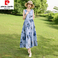 皮爾卡丹（pierre cardin）2025新款海邊度假沙灘裙超仙波西米亞背心裙高級感棉綢連衣裙顯瘦 1# 2XL 建議110-130斤