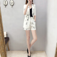 NPZ 洋氣減齡小西裝套裝女春夏韓版時(shí)尚潮流氣質(zhì)西服女裝兩件套 白色 S