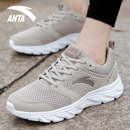 安踏男鞋跑步鞋冬季新款輕便透氣網(wǎng)面旅游鞋減震軟底慢跑休閑運動(dòng)鞋子 -7二度灰/安踏白 42.5