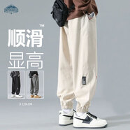 頂峰保羅（Dingfengbaoluo）休閑褲束腳錐形男士春痞帥潮牌百搭工裝運動(dòng)長(cháng)褲子K2061卡其色4XL