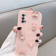迅炫oppoReno8/7/3元?dú)獍?pro手機(jī)殼A91手機(jī)92s外殼52女款防摔4可愛卡通軟殼女款 立體小兔 兔耳蝴蝶結(jié)  藕粉相框 oppo reno4 pro