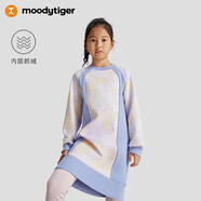 moodytiger女童連衣裙抓絨保暖秋冬季大童中長(cháng)款裙子柔軟彈力長(cháng)袖圓領(lǐng)運動(dòng)裙 粹色黃 110 cm