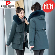 皮爾卡丹可拆卸一衣三穿加厚工裝派克服女秋冬新款棉服女時(shí)尚百搭外套 氣 個(gè)性深藍色 XL_建議120-135斤