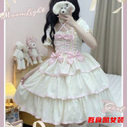 顏熏末【月光少女】正版仙女三段Lolita歐根紗生日禮服公主連衣裙 s(90斤以下+飛機(jī)盒) 生成色+拖尾+裙撐     歐根紗版